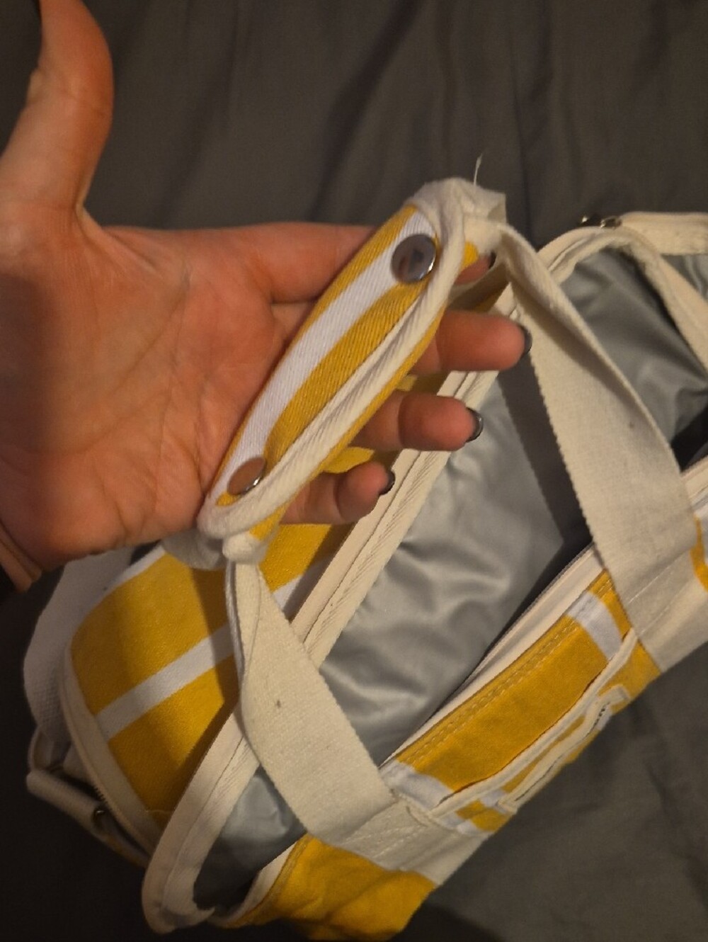 Yellow Stripe Canvas Soft Sided Cooler - Picture 4 of 5
